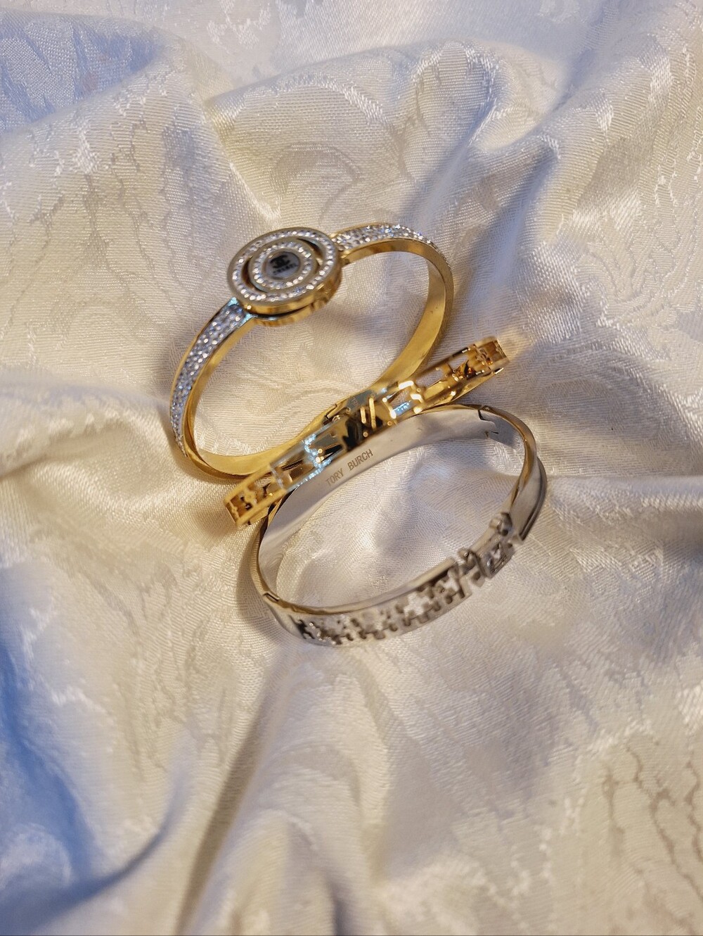 LOGO SILVER GOLD BANGLE SET (3) - NEW